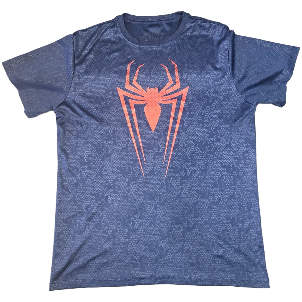 Marvel Spider-Man Navy Blue Geometric Pattern Activewear T-Shirt Mens *Large